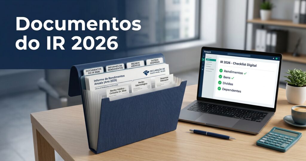 Documentos para Imposto de Renda 2026 organizados em checklist